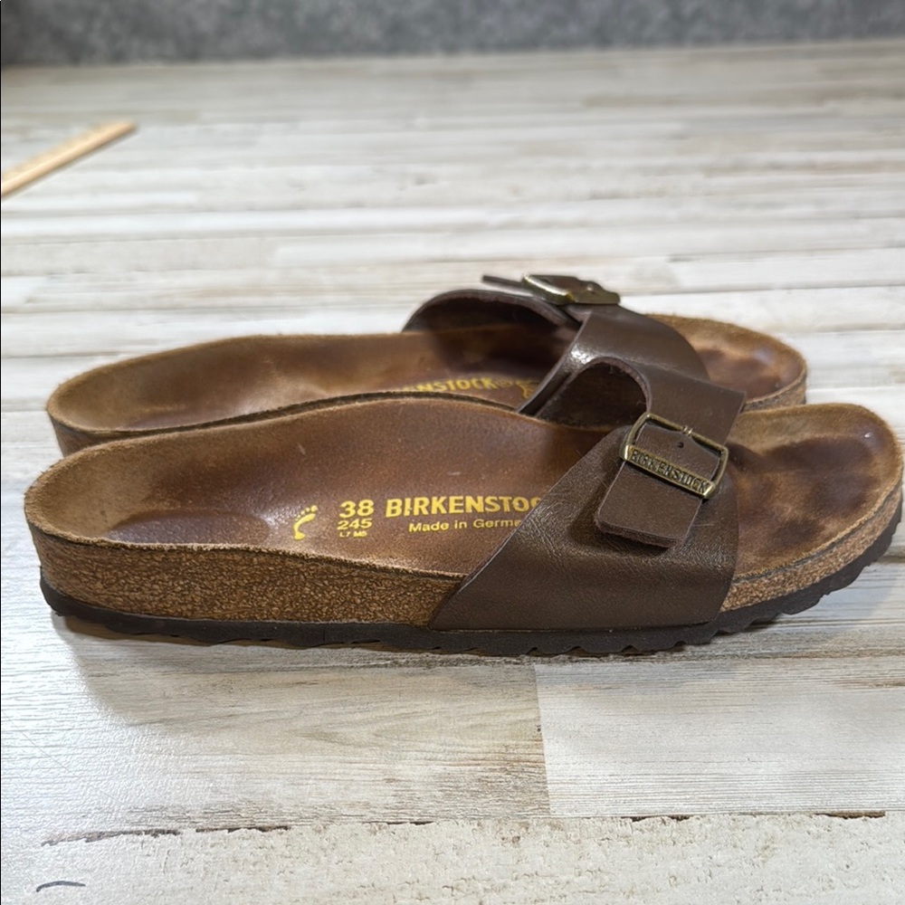 Birkenstock Brown Leather Footbed Sandals - Picture 3 of 8